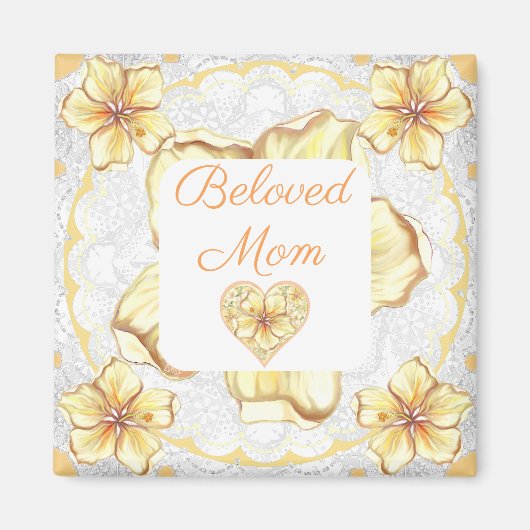 Hibiscus & kant GEEL Magneet (Voorkant)