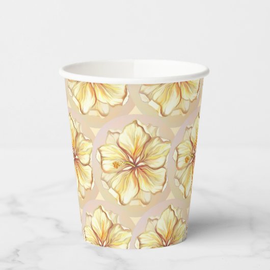 Hibiscus & kant GEEL Papieren Bekers (Links)
