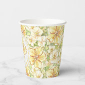 Hibiscus & kant GEEL Papieren Bekers (Achterkant)