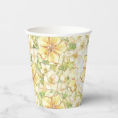 Hibiscus & kant GEEL Papieren Bekers (Voorkant)
