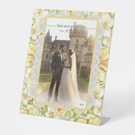 Hibiscus & kant GEEL Reclamebord Met Voetstuk