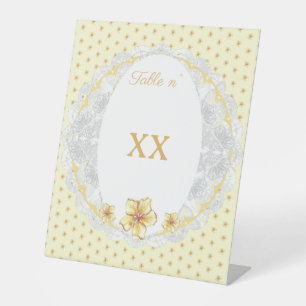 Hibiscus & kant GEEL Reclamebord Met Voetstuk