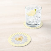 Hibiscus & kant GEEL Ronde Kartonnen Onderzetter (Insitu)