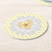 Hibiscus & kant GEEL Ronde Kartonnen Onderzetter (Gebogen)
