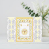 Hibiscus & kant GEEL RSVP Kaartje (Staand voorkant)