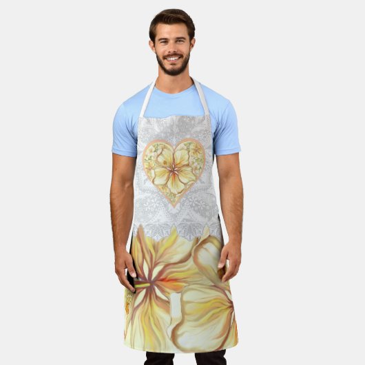 Hibiscus & kant GEEL Schort (Gedragen)