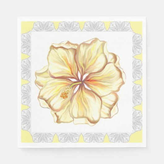 Hibiscus & kant GEEL Servet (Voorkant)