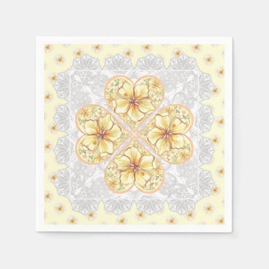 Hibiscus & kant GEEL Servet (Voorkant)
