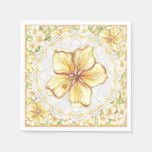 Hibiscus & kant GEEL Servet (Voorkant)