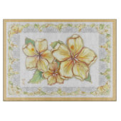 Hibiscus & kant GEEL Snijplank (Voorkant)