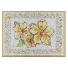 Hibiscus & kant GEEL Snijplank