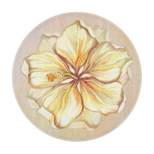 Hibiscus & kant GEEL Snijplank (Voorkant)