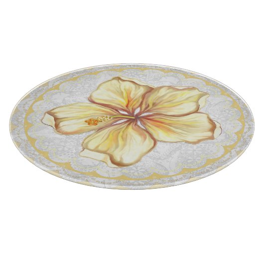 Hibiscus & kant GEEL Snijplank (Hoek)