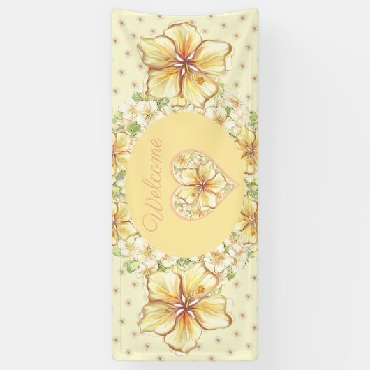 Hibiscus & kant GEEL Spandoek (Verticaal)