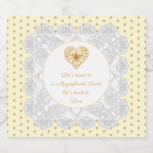 Hibiscus & kant GEEL Sparkling Wijnetiket (Enkel label)