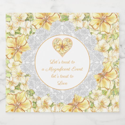 Hibiscus & kant GEEL Sparkling Wijnetiket (Enkel label)