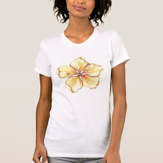Hibiscus & kant GEEL T-shirt (Voorkant)
