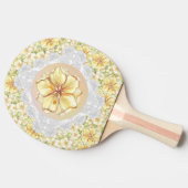 Hibiscus & kant GEEL Tafeltennisbatje (Zijkant)