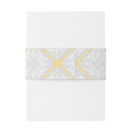 Hibiscus & kant GEEL Uitnodigingen Wikkel (Achterkant Voorbeeld)