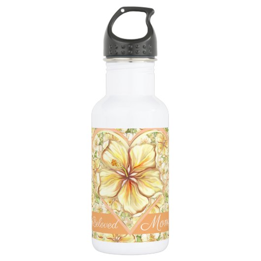 Hibiscus & kant GEEL Waterfles (Voorkant)