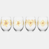 Hibiscus & kant GEEL Wijnglas Zonder Voet (Links)