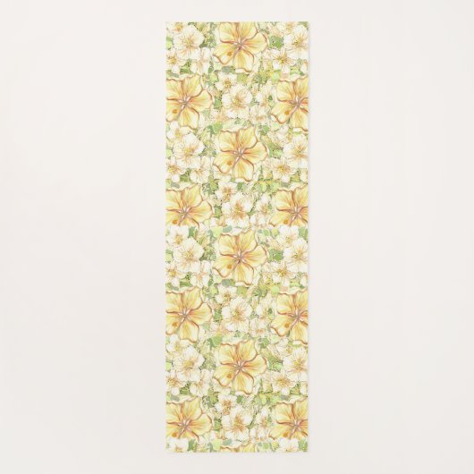 Hibiscus & kant GEEL Yogamat (Achterkant)