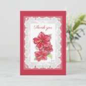 Hibiscus & kant ROOD Bedankkaart (Staand voorkant)