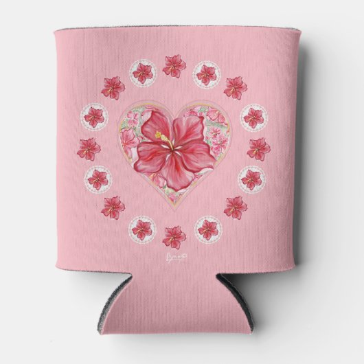 Hibiscus & kant ROOD Blikjeskoeler (Voorkant)