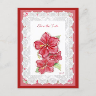 Hibiscus & kant ROOD Briefkaart