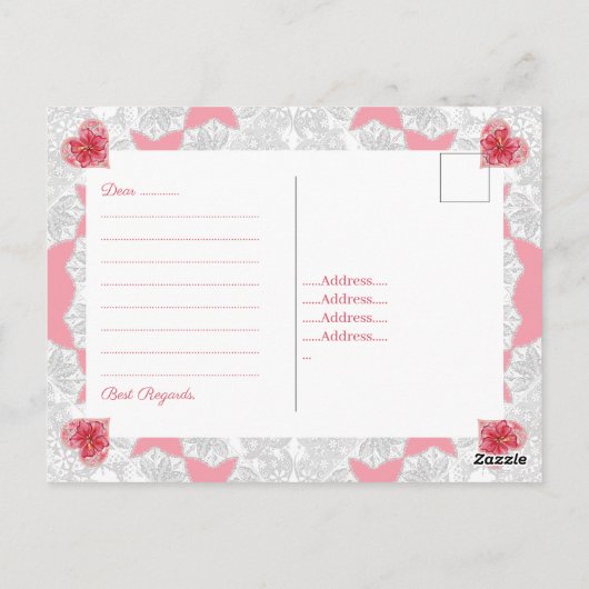 Hibiscus & kant ROOD Briefkaart (Achterkant)