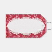 Hibiscus & kant ROOD Cadeaulabel (Voorkant (Horizontaal))