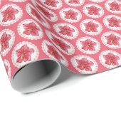 Hibiscus & kant ROOD Cadeaupapier (Rol Hoek)