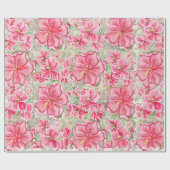 Hibiscus & kant ROOD Cadeaupapier (Vlak)