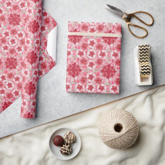 Hibiscus & kant ROOD Cadeaupapier (Crafts)