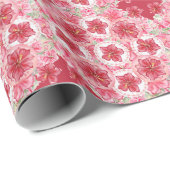 Hibiscus & kant ROOD Cadeaupapier (Rol Hoek)