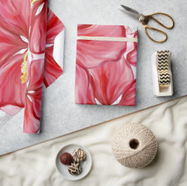 Hibiscus & kant ROOD Cadeaupapier