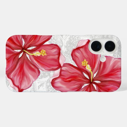 Hibiscus & kant ROOD Case-Mate iPhone Case (Achterkant (horizontaal))
