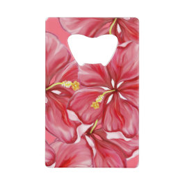Hibiscus & kant ROOD Creditkaart Flessenopener