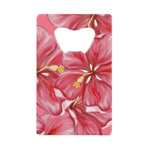 Hibiscus & kant ROOD Creditkaart Flessenopener