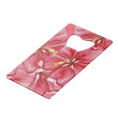 Hibiscus & kant ROOD Creditkaart Flessenopener (Voorkant Gekanteld)