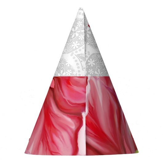 Hibiscus & kant ROOD Feesthoedjes (Achterkant)