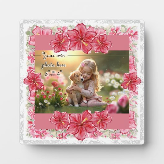 Hibiscus & kant ROOD Fotoplaat (Voorkant)