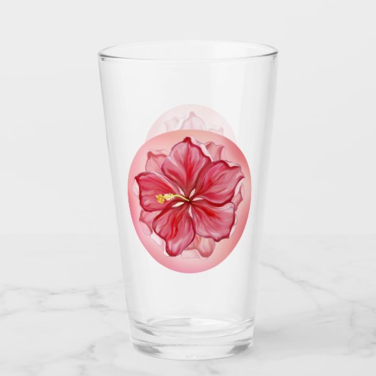 Hibiscus & kant ROOD Glas (Voorkant)