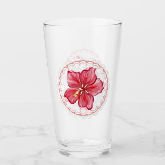 Hibiscus & kant ROOD Glas (Voorkant)