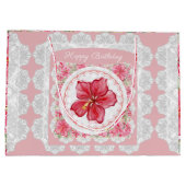 Hibiscus & kant ROOD Groot Cadeauzakje (Achterkant)