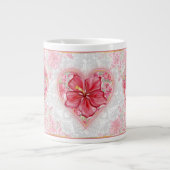 Hibiscus & kant ROOD Grote Koffiekop (Voorkant)