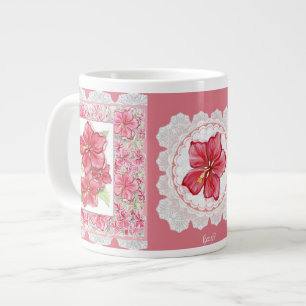 Hibiscus & kant ROOD Grote Koffiekop