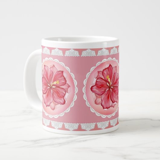 Hibiscus & kant ROOD Grote Koffiekop (Links)