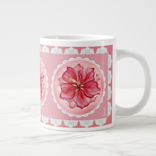 Hibiscus & kant ROOD Grote Koffiekop (Rechts)