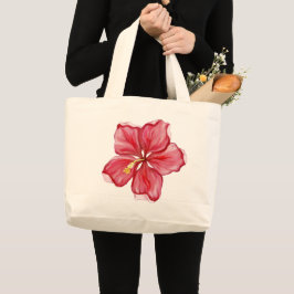 Hibiscus & kant ROOD Grote Tote Bag